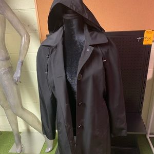 London Fog Lined Knee Length Rain Coat.